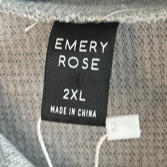 Emery Rose Gray Knit Long Sleeve Pullover 1/4 Zip Sweater - Picture 3 of 8